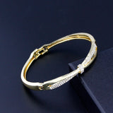 Sunspicems Arabian Women Crystal Bow Cuff Bracelet Set