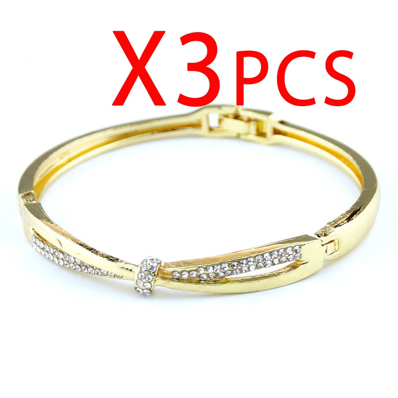 Sunspicems Arabian Women Crystal Bow Cuff Bracelet Set