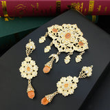 Sunspicems Orange Crystal Caftan Hijab Brooch Pin