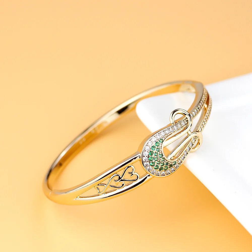 Sunspicems Zircon Bracelet For Women Crystal Morocco Copper Bangle