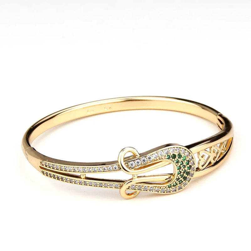 Sunspicems Zircon Bracelet For Women Crystal Morocco Copper Bangle