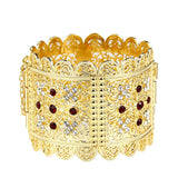 Algeria Bangle Crystal Flower Cuff Bracelet Ethnic Morocco Bride Wedding Jewelry