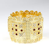 Algeria Bangle Crystal Flower Cuff Bracelet Ethnic Morocco Bride Wedding Jewelry