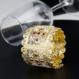 Algeria Bangle Crystal Flower Cuff Bracelet Ethnic Morocco Bride Wedding Jewelry