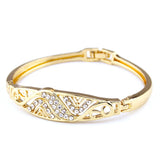 Arabian Women Bracelet Set Crystal Bangle Side Open Dubai Bride Jewelry