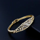 Arabian Women Bracelet Set Crystal Bangle Side Open Dubai Bride Jewelry