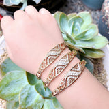Arabian Women Bracelet Set Crystal Bangle Side Open Dubai Bride Jewelry