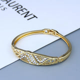 Arabian Women Bracelet Set Crystal Bangle Side Open Dubai Bride Jewelry