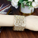 Sunspicems Metal Cuff Bracelet Women Hollow Pattern Algeria Morocco Bangle