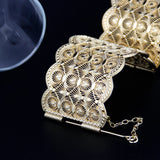 Sunspicems Metal Cuff Bracelet Women Hollow Pattern Algeria Morocco Bangle