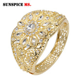 Sunspicems Moroccan Bangle Rhinestones Cuff Bracelet Women Algeria
