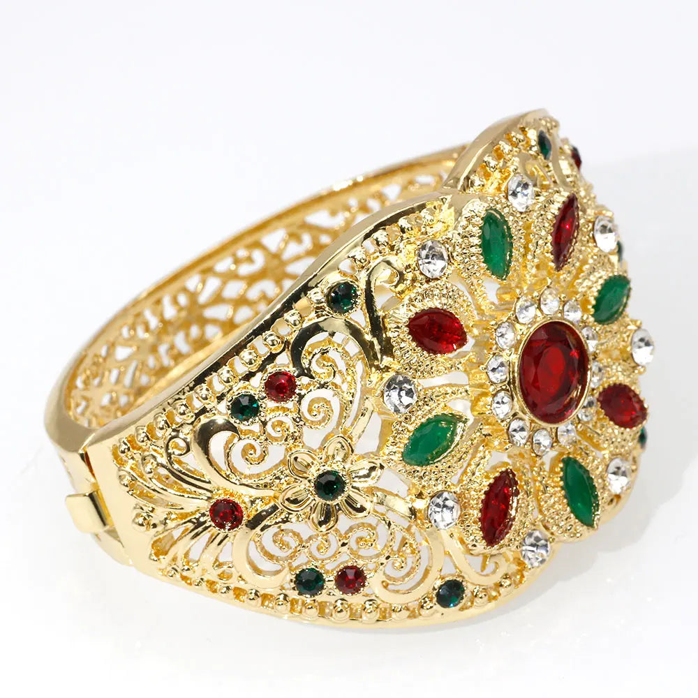Sunspicems Moroccan Bangle Rhinestones Cuff Bracelet Women Algeria