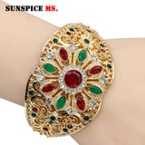 Sunspicems Moroccan Bangle Rhinestones Cuff Bracelet Women Algeria
