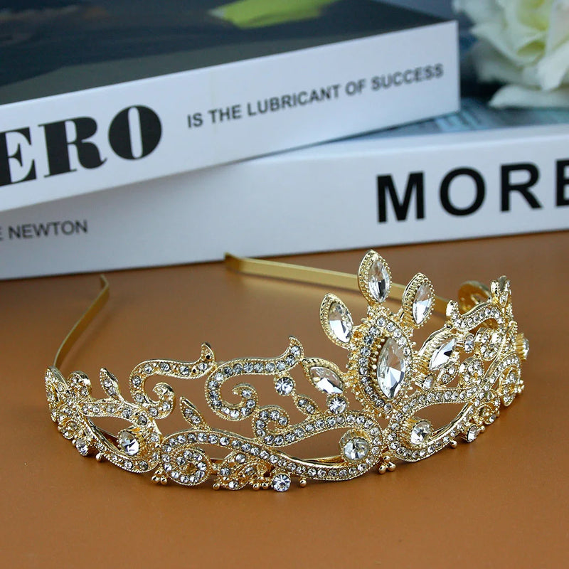 Sunspicems Moroccan Wedding Jewelry Women Tiaras Fire Crystal Crown