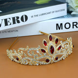 Sunspicems Moroccan Wedding Jewelry Women Tiaras Fire Crystal Crown