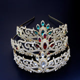 Sunspicems Moroccan Wedding Jewelry Women Tiaras Fire Crystal Crown
