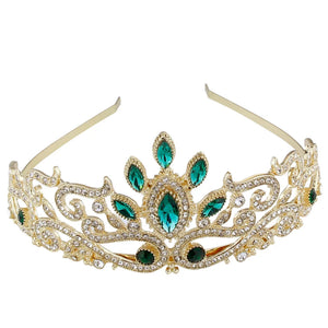Sunspicems Moroccan Wedding Jewelry Women Tiaras Fire Crystal Crown