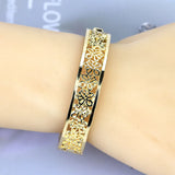 Sunspicems Morocco Bangle Hollow Bracelet for Women Open Sleeve Cuff
