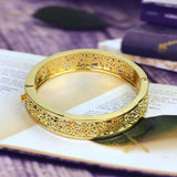 Sunspicems Morocco Bangle Hollow Bracelet for Women Open Sleeve Cuff