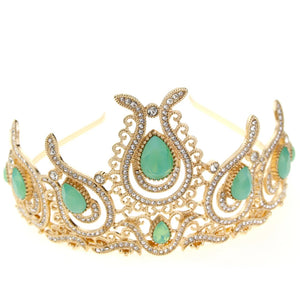 Sunspicems Morocco Caftan Tulips Crown Arabic Crsytal Headwear Tiaras