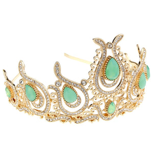 Sunspicems Morocco Caftan Tulips Crown Arabic Crsytal Headwear Tiaras