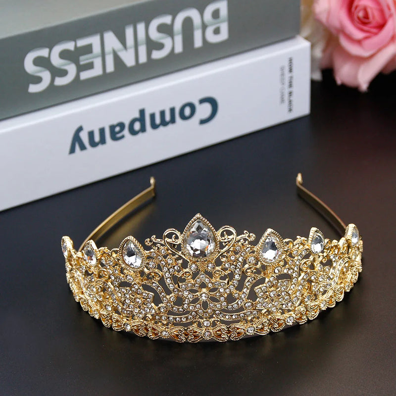 Sunspicems Morocco Crown Women Headpieces Crystal Tiaras Wedding Jewelry
