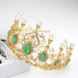 Sunspicems Pearl Hair Crown Arabic Turkey Flower Women Tiaras