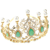 Sunspicems Pearl Hair Crown Arabic Turkey Flower Women Tiaras