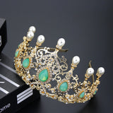 Sunspicems Pearl Hair Crown Arabic Turkey Flower Women Tiaras