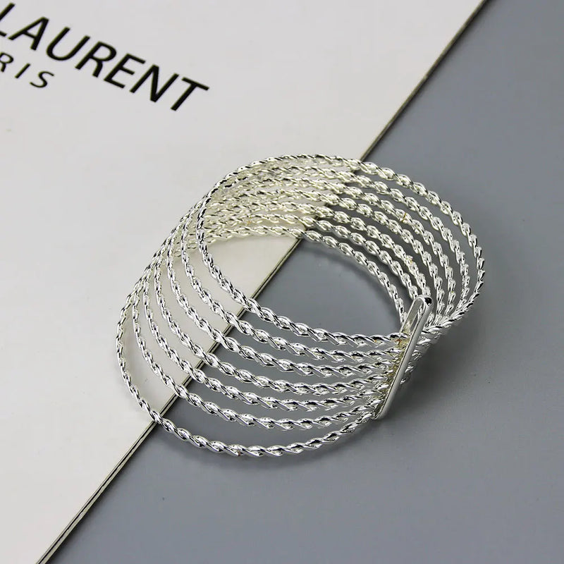 Sunspicems Silver Thin Bracelet Sets for Women