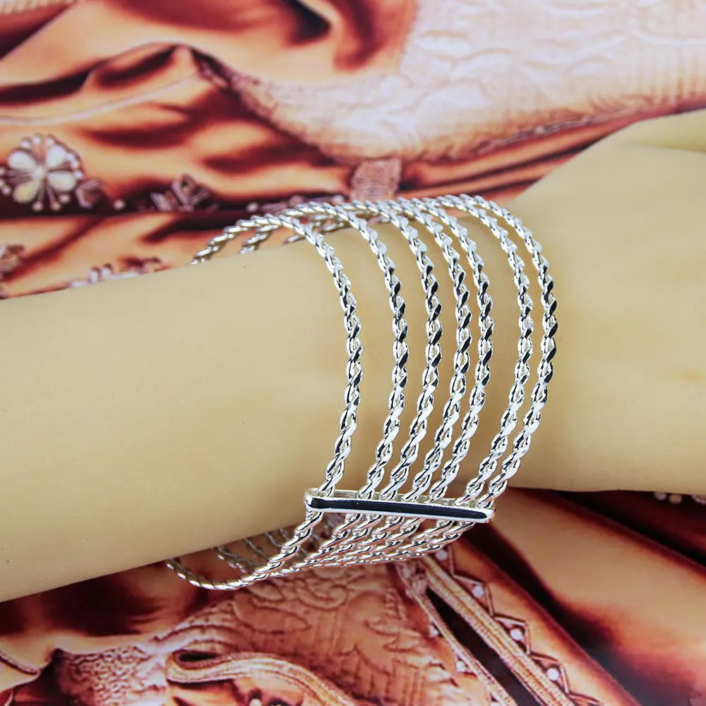Sunspicems Silver Thin Bracelet Sets for Women