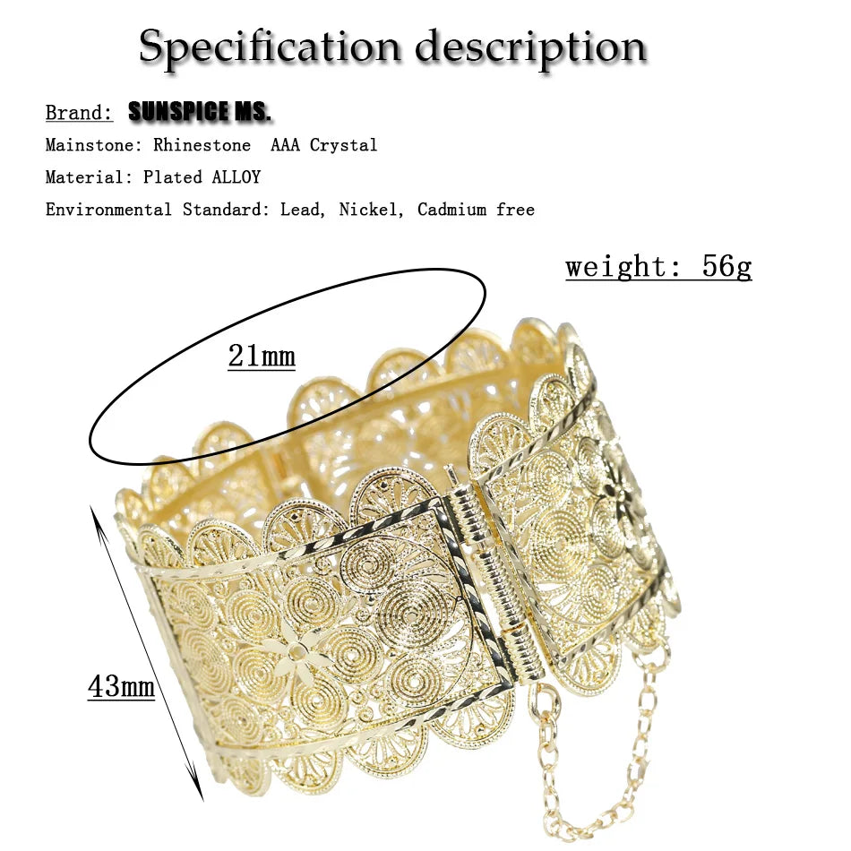 Sunspicems Indian Jewelry Women Bangle Cuff Bracelets Algeria Ethnic