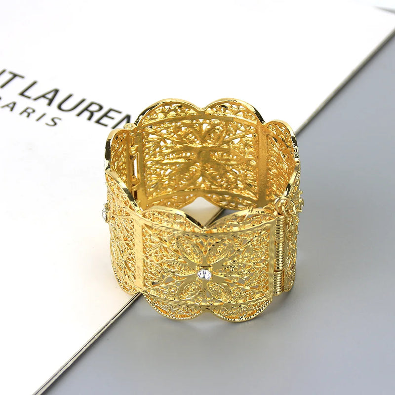 Sunspicems Algerian Bridal Hand Bangles Big Bracelets Wedding Jewelry