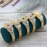 Sunspicems Morocco Women Bracelet Crystal Hollow Bangle