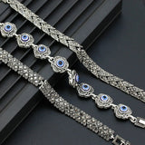 Sunspicems Fatima Evil Eye Bracelet Bohemia Link Charm Retro Silver Crystal