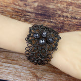 Bohemia Cuff Bracelet Gray Rhinestone Elastic Bangle