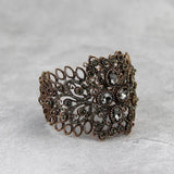 Bohemia Cuff Bracelet Gray Rhinestone Elastic Bangle