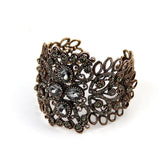 Bohemia Cuff Bracelet Gray Rhinestone Elastic Bangle