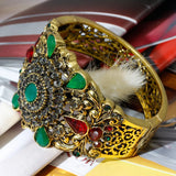 Vintage Morocco Bangle Cuff Bracelet for Women Crystal Wedding Jewelry Gift
