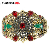 Vintage Morocco Bangle Cuff Bracelet for Women Crystal Wedding Jewelry Gift