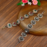 Sunspicems Vintage Bracelet Antique Gray Crystal Bohemia Ethnic Wedding Jewelry