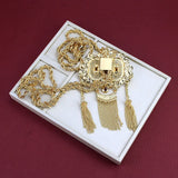 Sunspicems 18k Golden Algeria Wedding Necklace Caftan Kravash Pendant Chain