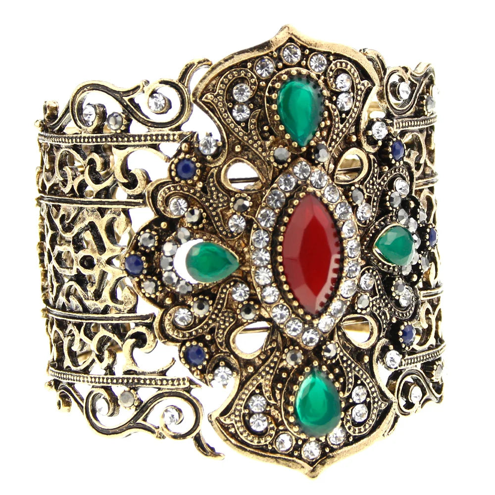 Vintage Resin Cuff Bracelet Indian Women Retro Jewelry Bridal Gift