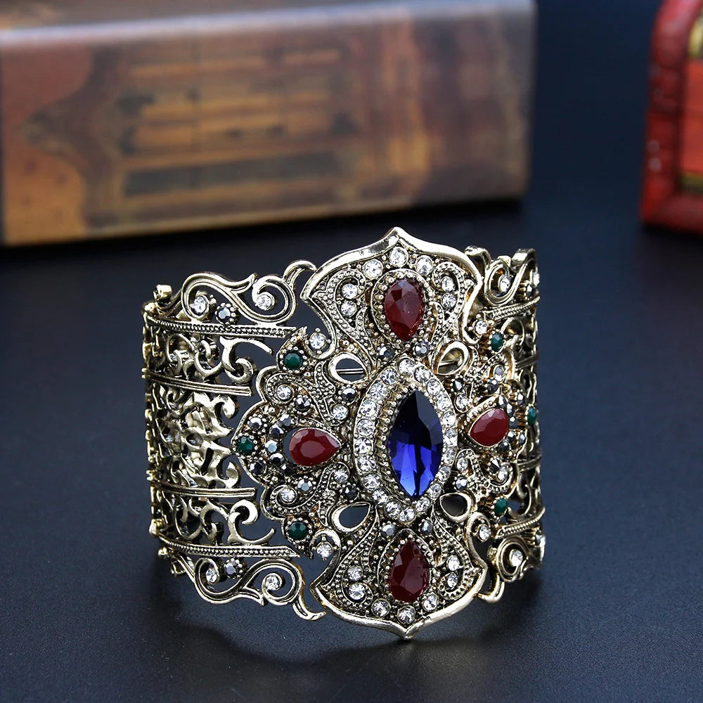 Vintage Resin Cuff Bracelet Indian Women Retro Jewelry Bridal Gift