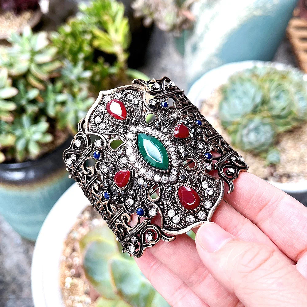 Vintage Resin Cuff Bracelet Indian Women Retro Jewelry Bridal Gift
