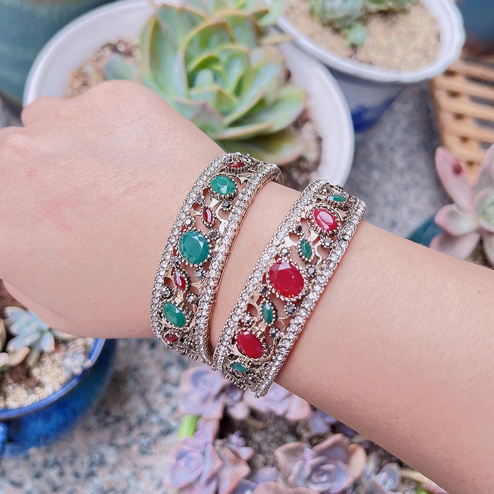 Sunspicems Vintage Indian Bangles Round Resin Bracelets for Women