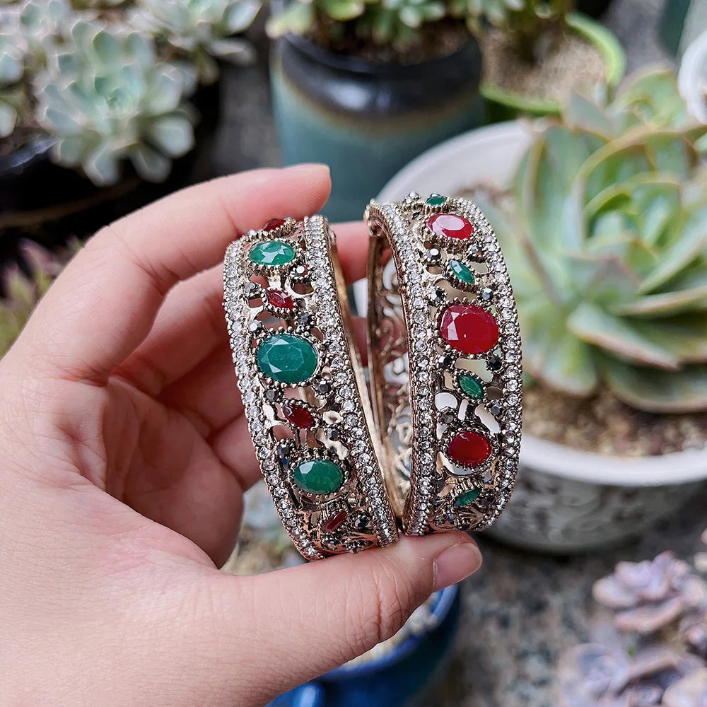Sunspicems Vintage Indian Bangles Round Resin Bracelets for Women