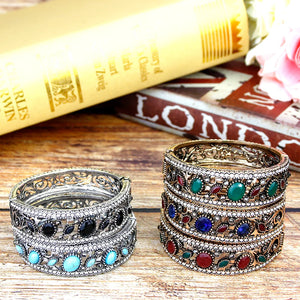Sunspicems Vintage Indian Bangles Round Resin Bracelets for Women