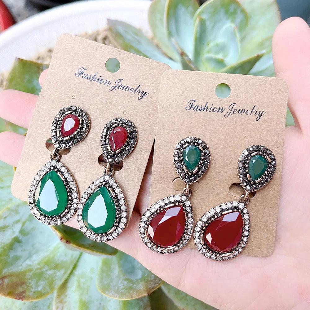 Sunspicems Vintage Clip Earring Indian Women Drop Earring Female Wedding Jewelry