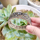 Sunspicems Vintage Cuff Bracelet Bohemia Women Crystal Bangle Gray Rhinestone
